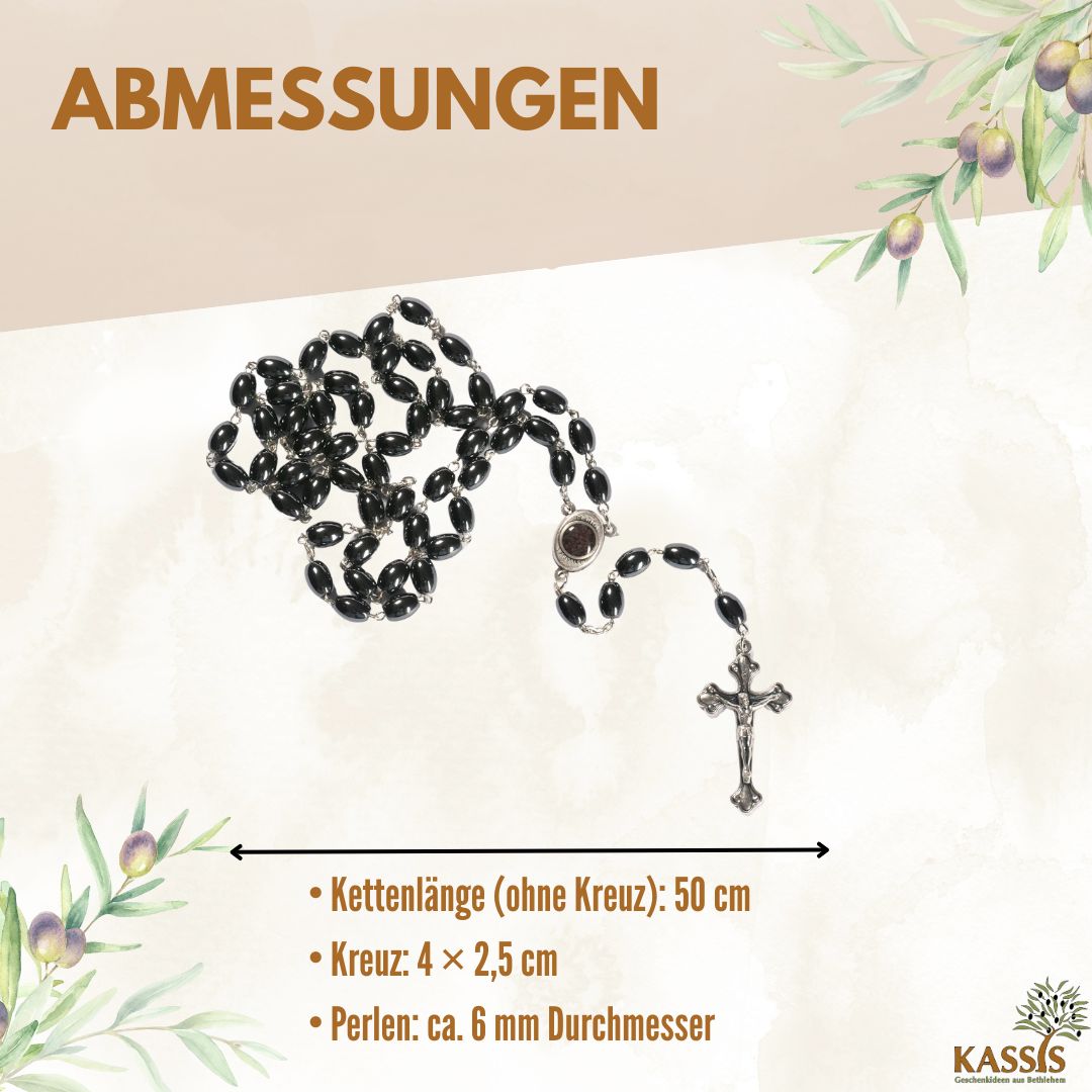 Rosary with oval hematite beads