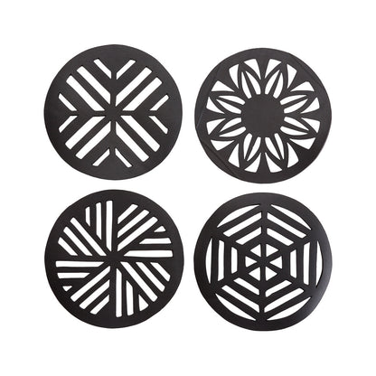 Geometric Handcrafted Recycled Rubber Coasters - Set of 2 or 4