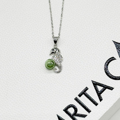 Sterling Silver Sea Horse Aroma Necklace - Lime | Energy & Healing | Diffuse on the go