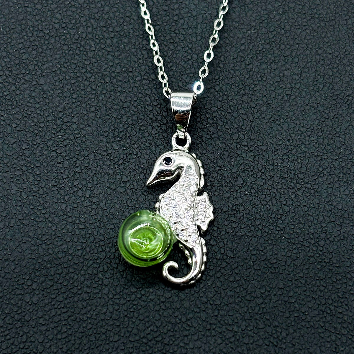 Sterling Silver Sea Horse Aroma Necklace - Lime | Energy & Healing | Diffuse on the go