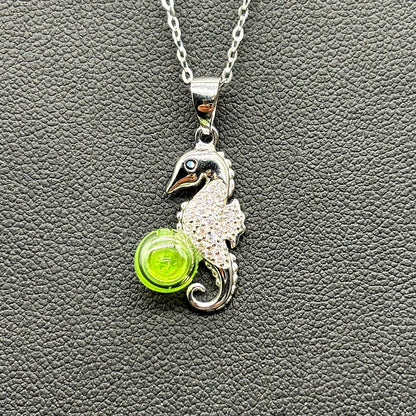 Sterling Silver Sea Horse Aroma Necklace - Lime | Energy & Healing | Diffuse on the go