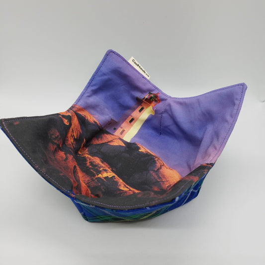 100% Cotton Microwavable Bowl Cozy - Peggys Cove Violet Sky