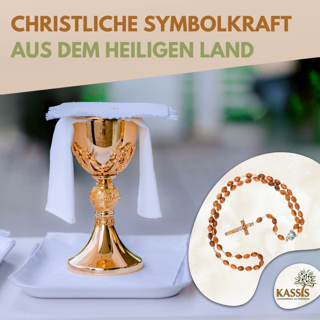 Handmade Olive Wood Rosary with Decorative Beads & Cross – 50cm | Baptism, Communion & Confirmation Gift